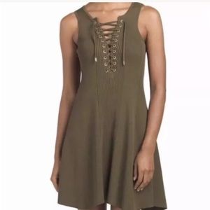 New Torn by Ronny kobo green ribbed dress large